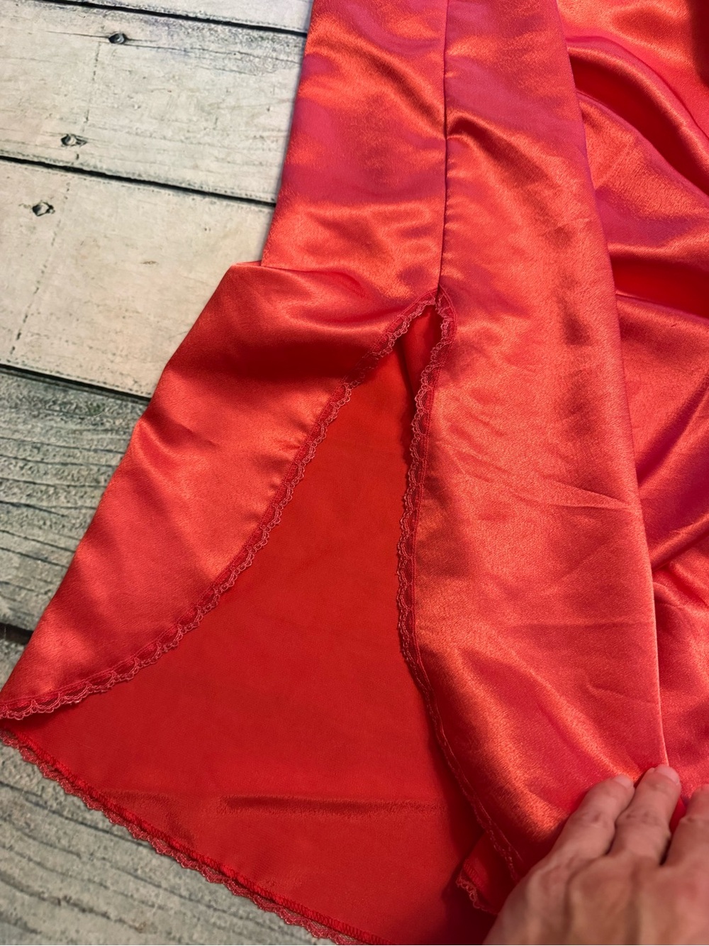 Vintage Faye red night gown dress Old Hollywood. L - Picture 7 of 10